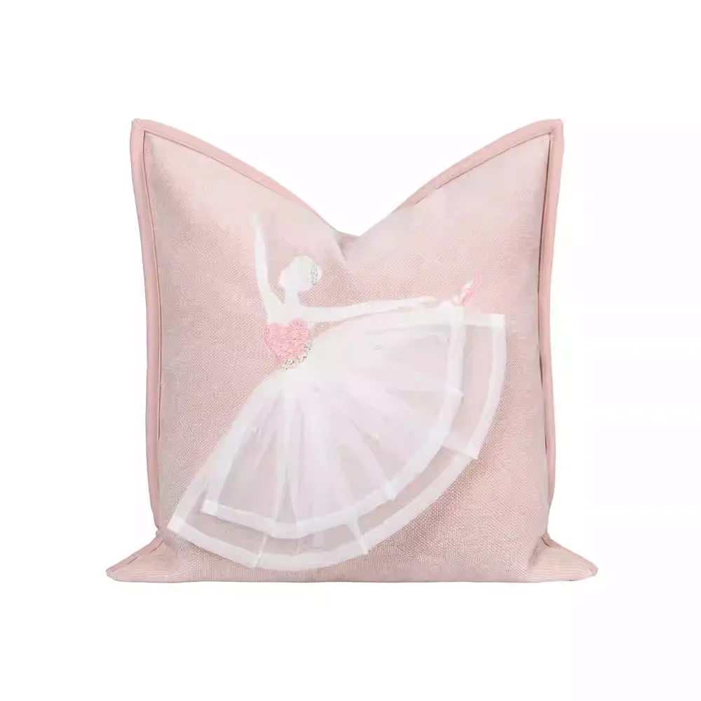 

RUIYI Cute Bed Pillowcase Covers Pink Princess Ballet Pearl Throw Cushion Cover 45x45 Suitable For Nordic-Inspired Girls' Room