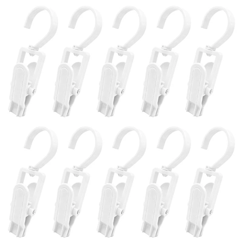  10pcs Plastic Clamps For Organizing Documents Linens Household Items Storage Solution Rotating Clothes Pegs