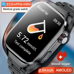 2024 nuovi lipidi nel sangue frequenza cardiaca Micro esame fisico ECG + PPG + HRV Bluetooth Call Watch SmartWatch per glucosio nel sangue con acido urico