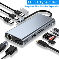 11-in-1 USB C Hub 3.0 Type C Dock Station Multiport Adapter with 4K HDMI RJ45 SD/TF VGA HDMI PD for Laptop MacBook iPad xiaomi