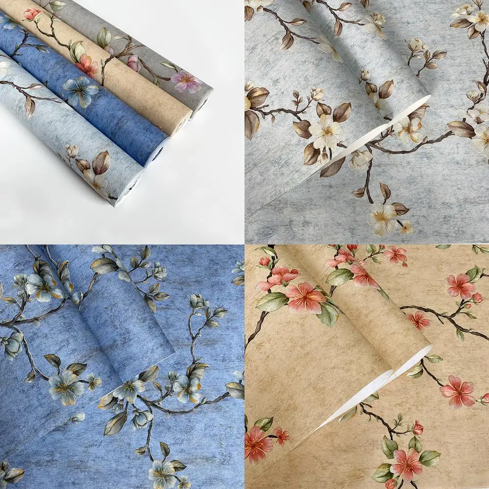 

American country vintage vine floral wallpaper for bedroom living room TV feature wall home decor embossed wallpaper