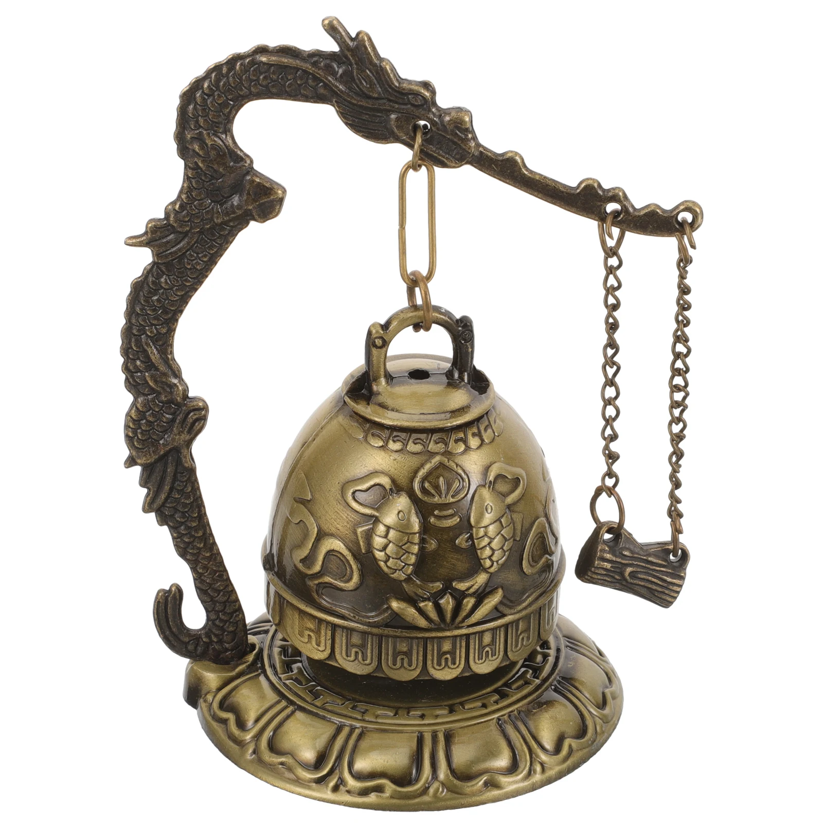 

Exquisite Bronze Dragon Feng Shui Ornaments Vintage Metal Wind Chime Desktop Decoration Craft Home Office Tabletop Bell Ornament