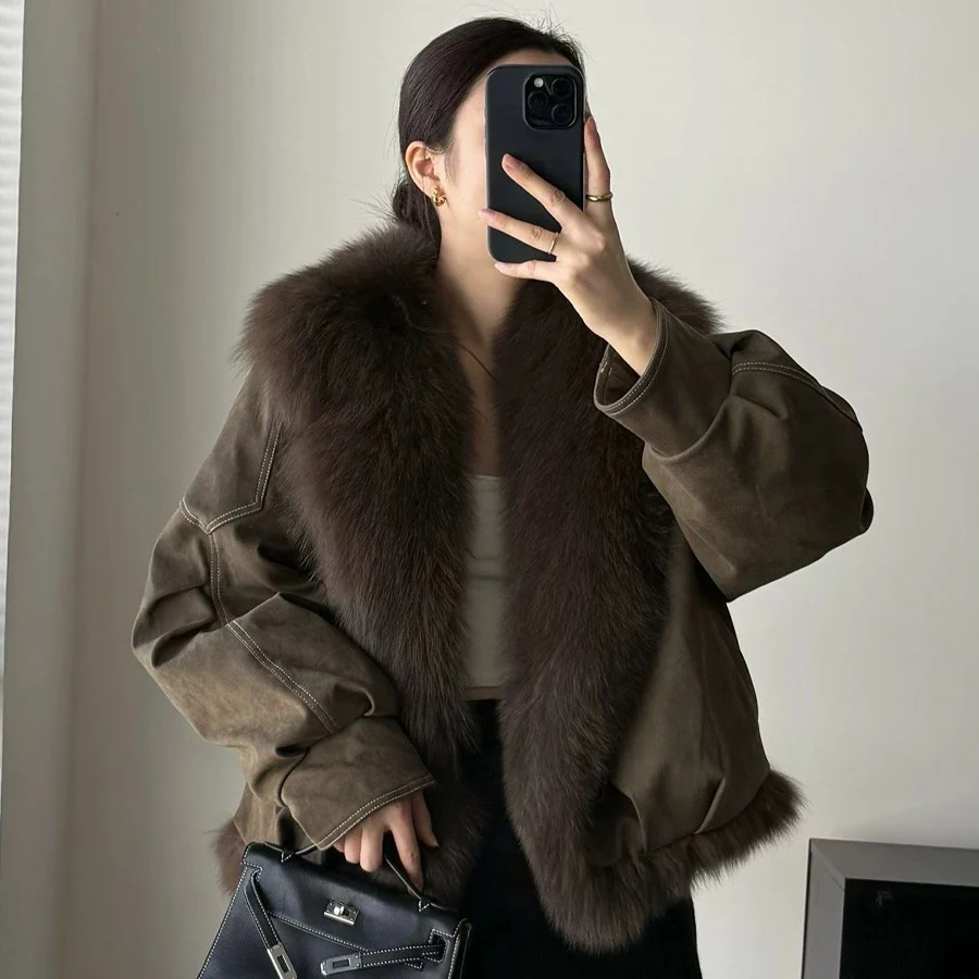 Veste d'hiver pour femme veste en fourrure de renard véritable veste moelleuse en fourrure de renard naturelle marques de luxe veste courte en vraie fourrure
