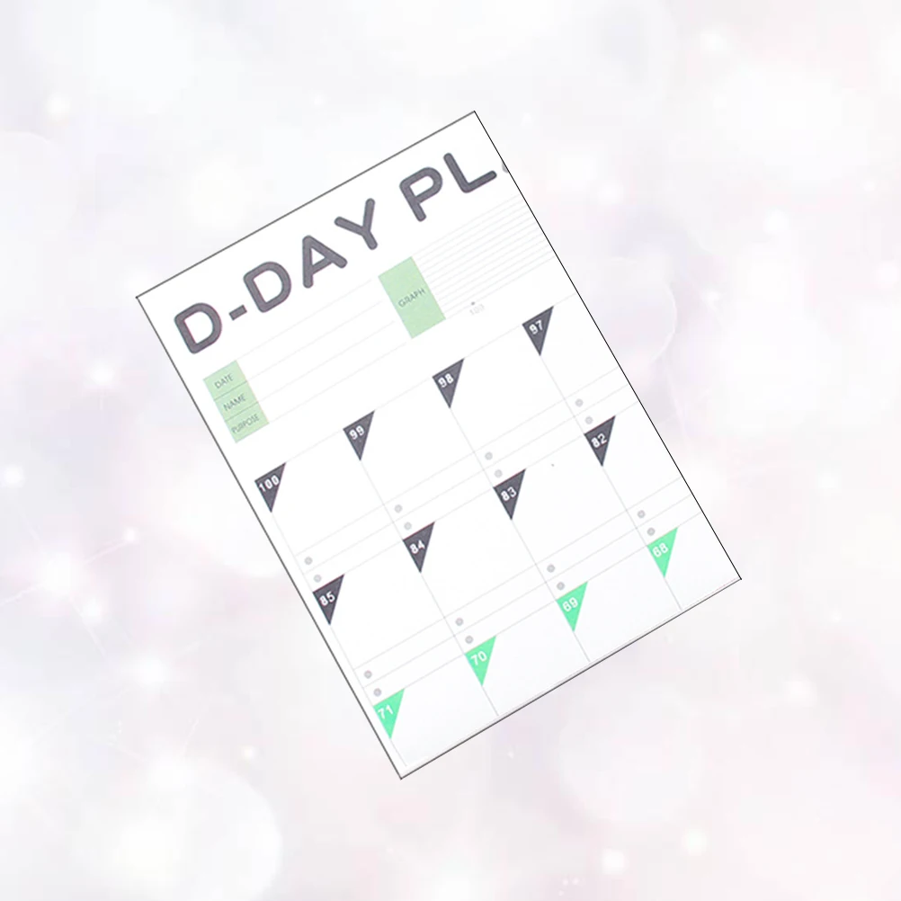 

100 Day Countdown Calendar Learning Schedule Periodic Planner Study Planning Notebook Table Gift For Safe Compact Light