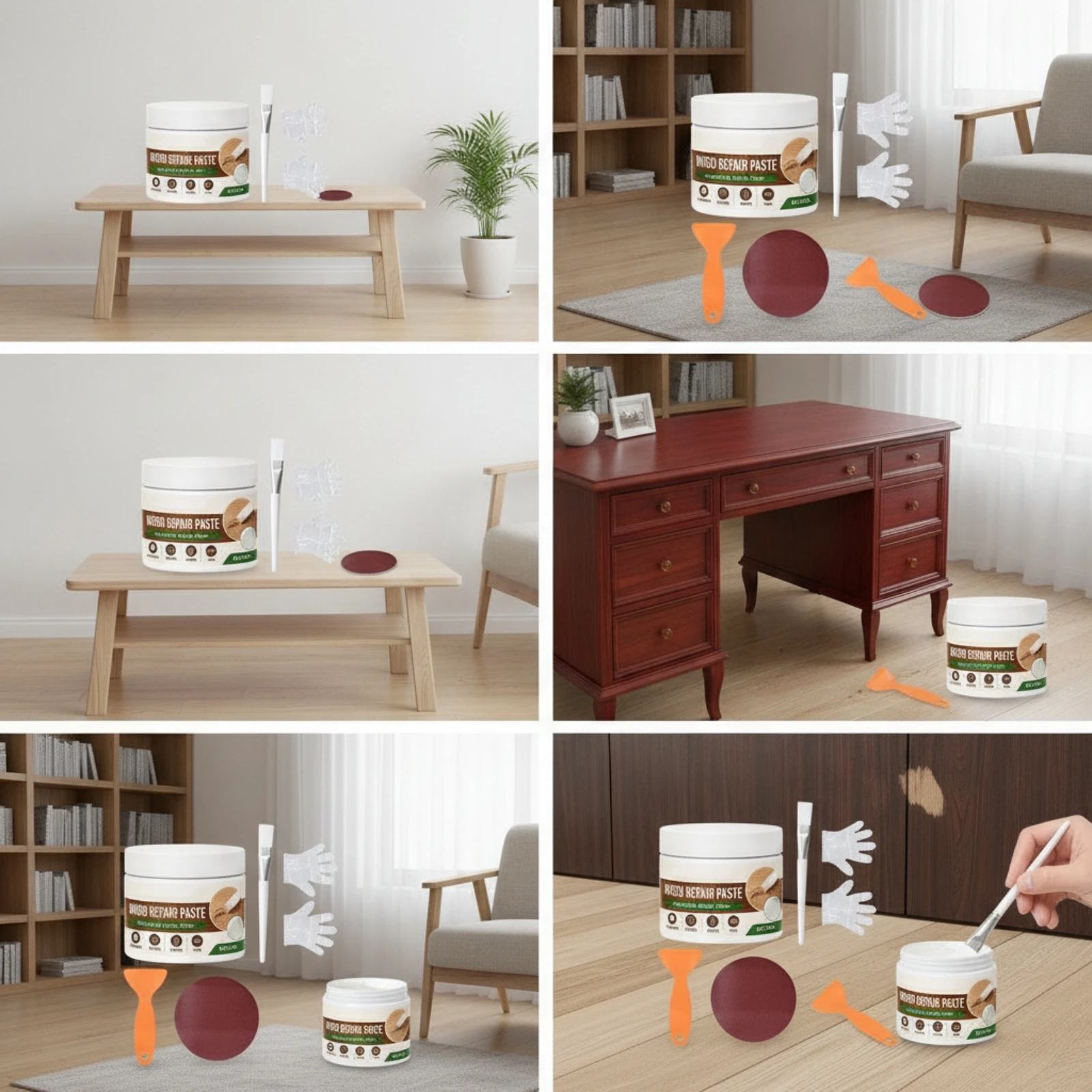 Wood Repair Paste White Wood Furniture Repair Kit Paintable Quick Drying for DIYers