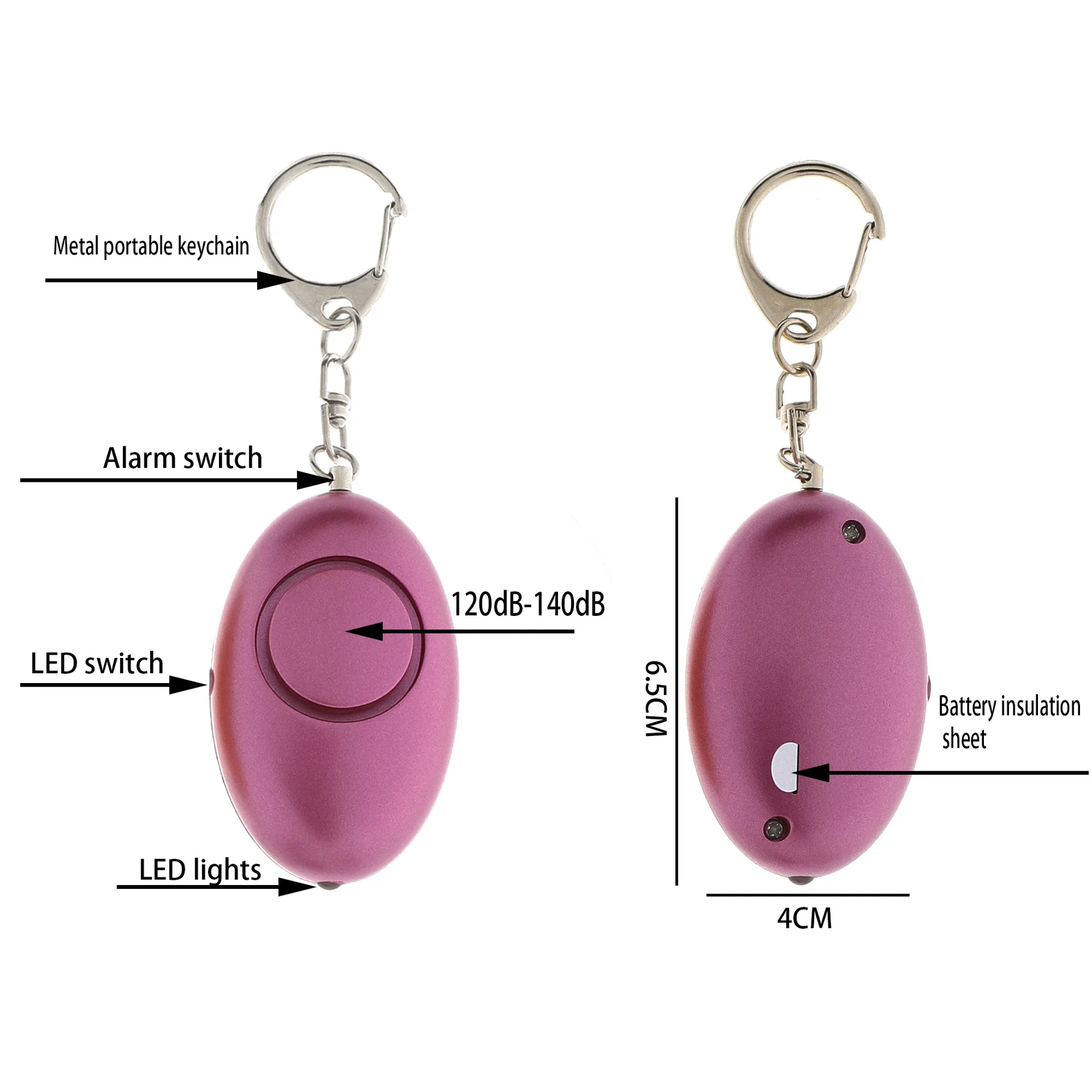 Portable Egg Shape Self-Defense Alarm Personal Safety Anti-Wolf Device LED Finder Safety Protection Emergency Alarm Keychain
