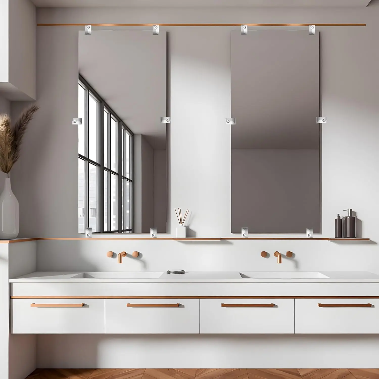 30Sets Mirror Holder Clips Mirror Mounting Hardware with Screw for Fixing Mirror Cabinet Door Clear Mirror Hanging Hardware