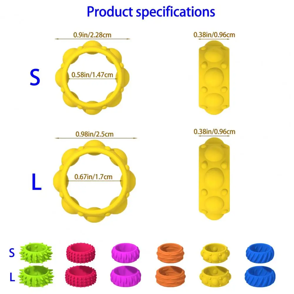 Ring Fidget Toy 12pcs Silicone Ring Set Stress Relief Fidget Toys for Kids Teens Adults Textured Circles Portable Travel Kit