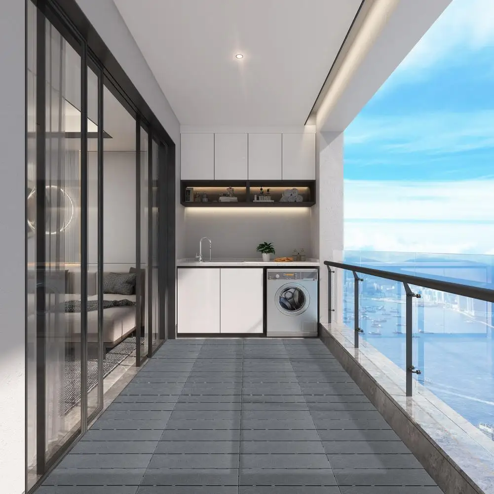 

36 шт. водонепроницаемых напольных плиток для балкона, легко соединяемые, противоскользящие, для улицы, с отличным сцеплением, устойчивые к разрывам, для патио