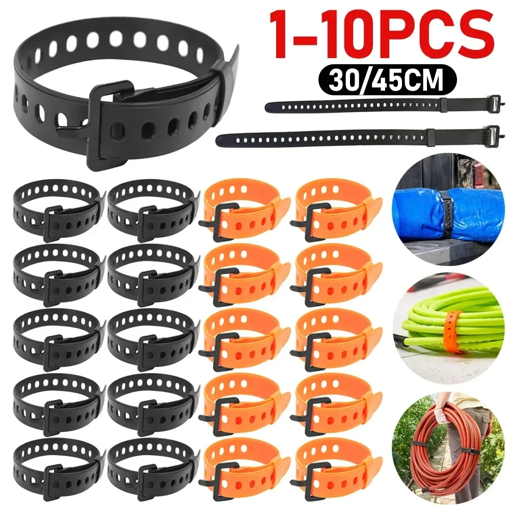 1-10PCS Travel Tied Belt Durable Rubber Cargo Tie Down Luggage Lash Belt Strap Adjustable Wire Cable Tie No Slip Off Cable Tie