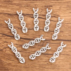 20PCS 7*28mm DNA Pendants Antique Silver Plated Science Gene Helix Charms DIY Supplies Jewelry Accessories