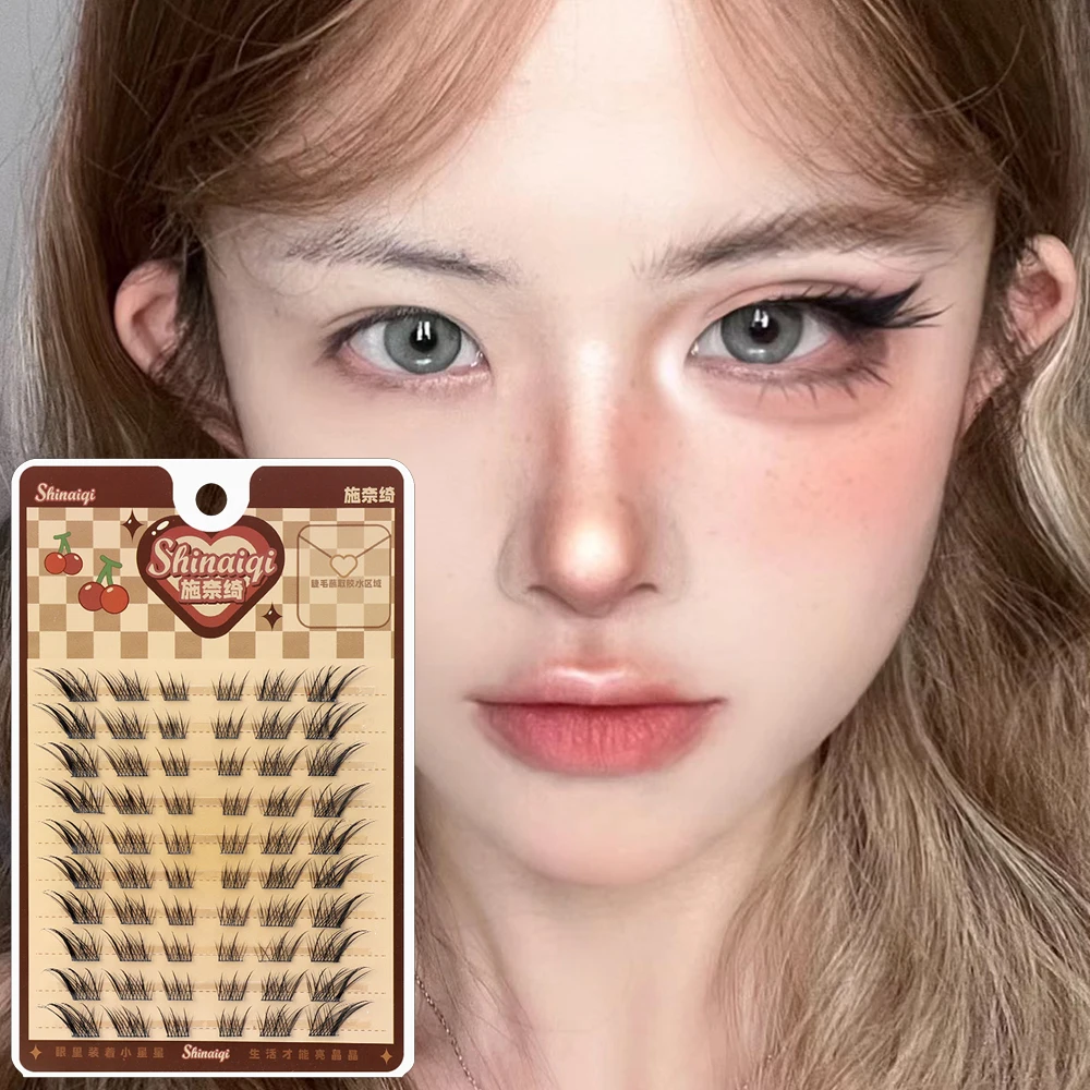 Pacotes segmentados grossos naturais, cílios postiços, ferramenta de maquiagem reutilizável, efeito Cluster Fox Eye, pacotes macios, DIY extensão dos cílios, 10 linhas