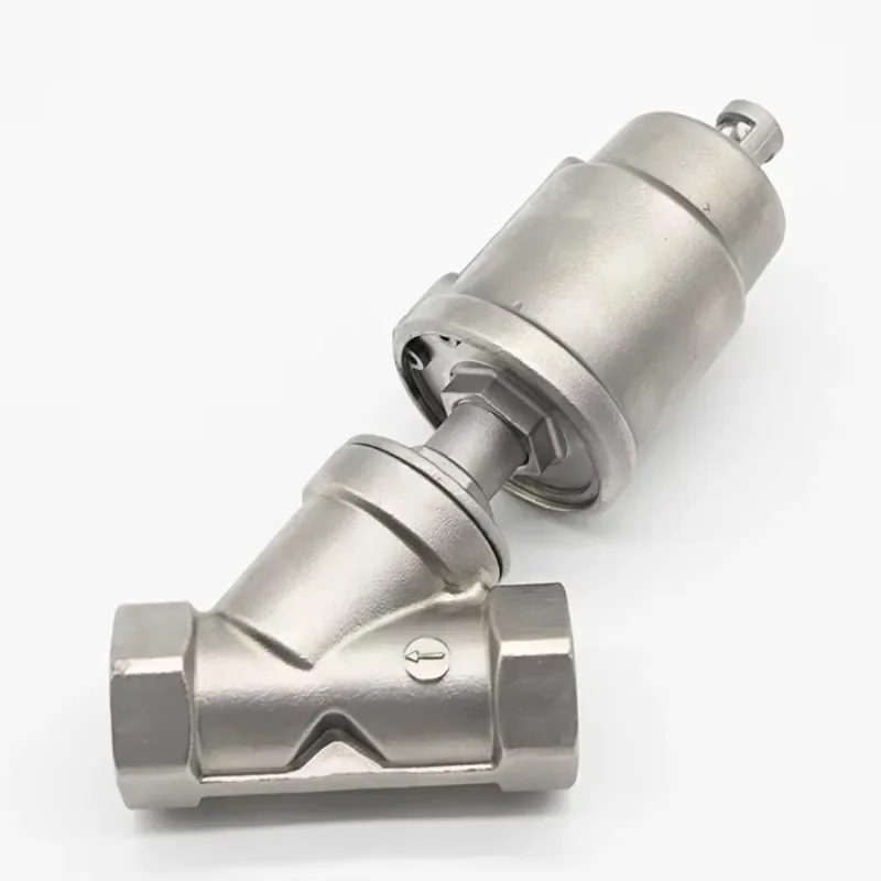 Stainless steel actuator threaded port 2-way y-type pneumatic angle seat valve