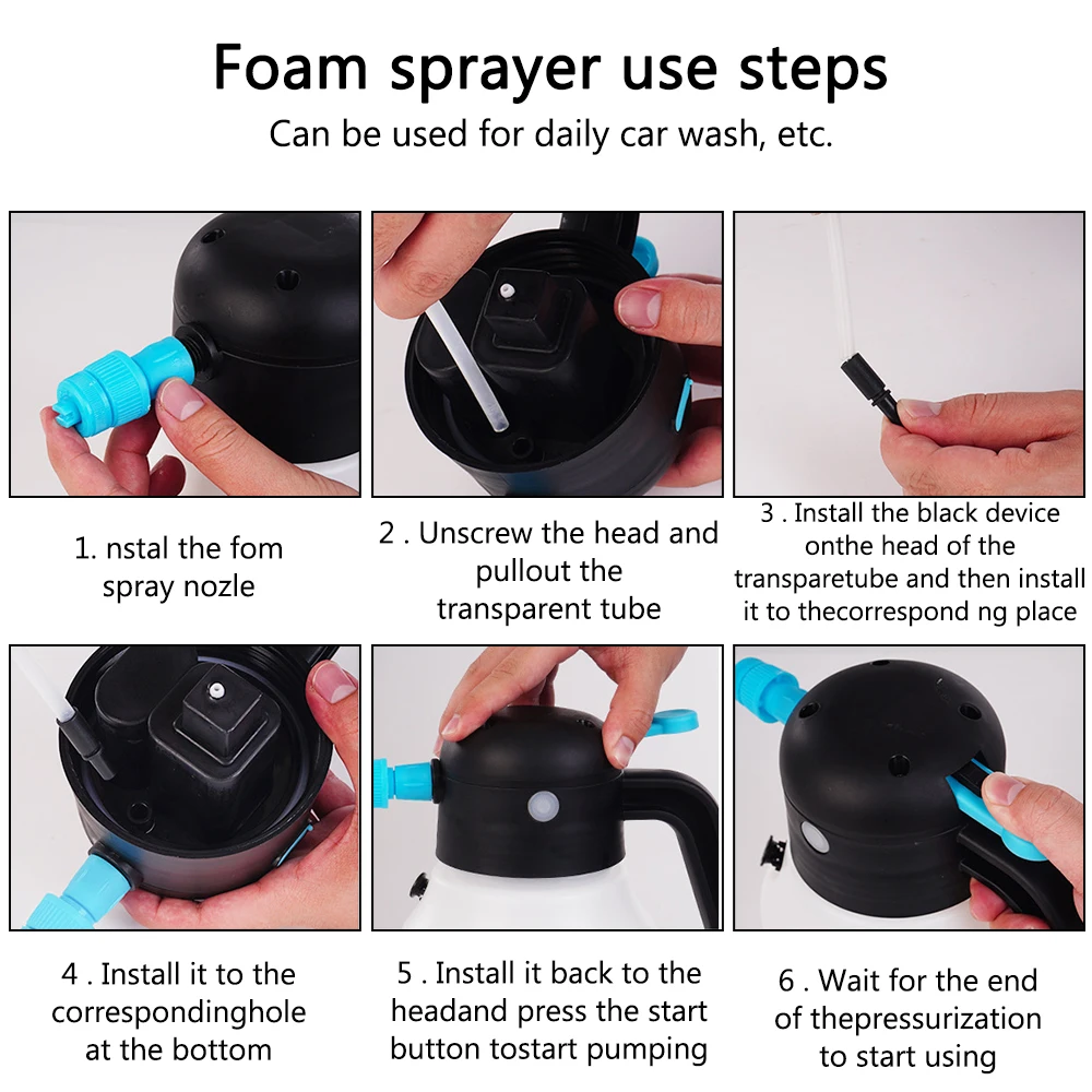 Manual Sprayer Foam Sprayer Bottle Watering Cans 1.8L Electric Car Cleaning Bottle Car Washing Foam Sprinkling Pot