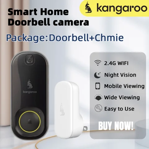 Kangaroo Smart fotodörrklocka (inkluderar inomhusklocka), ta kristallklara bilder av besökare och paket med 10 best sales ringa på dörrklockan - №3