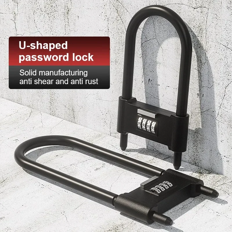 U-Shaped Password Lock Large Waterproof Padlock Store Glass Door Locks Bicycle and Motorcycle Password Anti-theft Lock