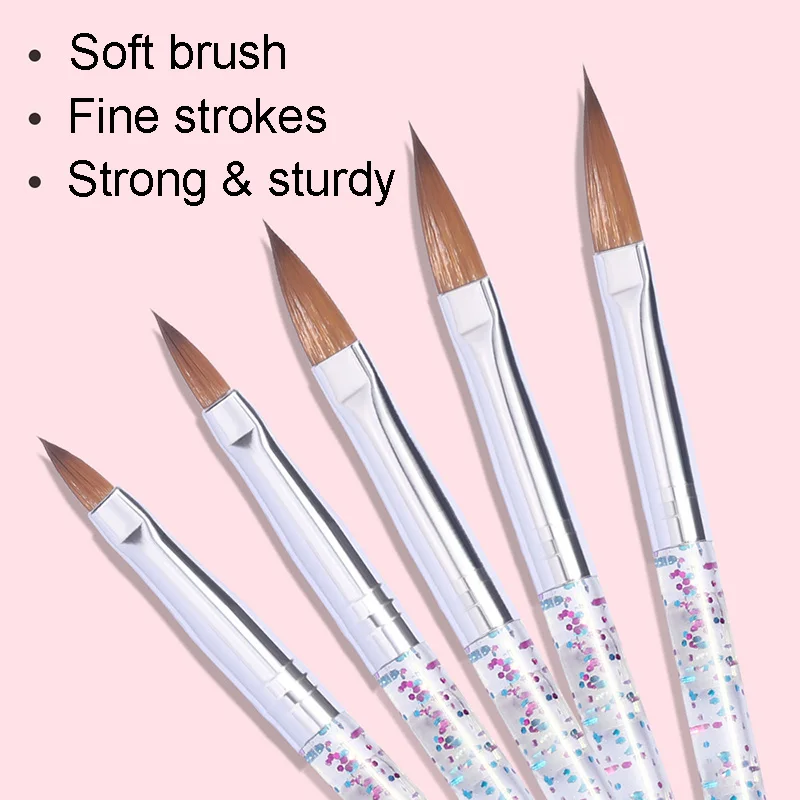 5Pcs Nagel Pinsel Set Acryl UV Gel Carving Glitter Stift Nagel Liefert Für Profis Maniküre Design Malerei Carving Pinsel