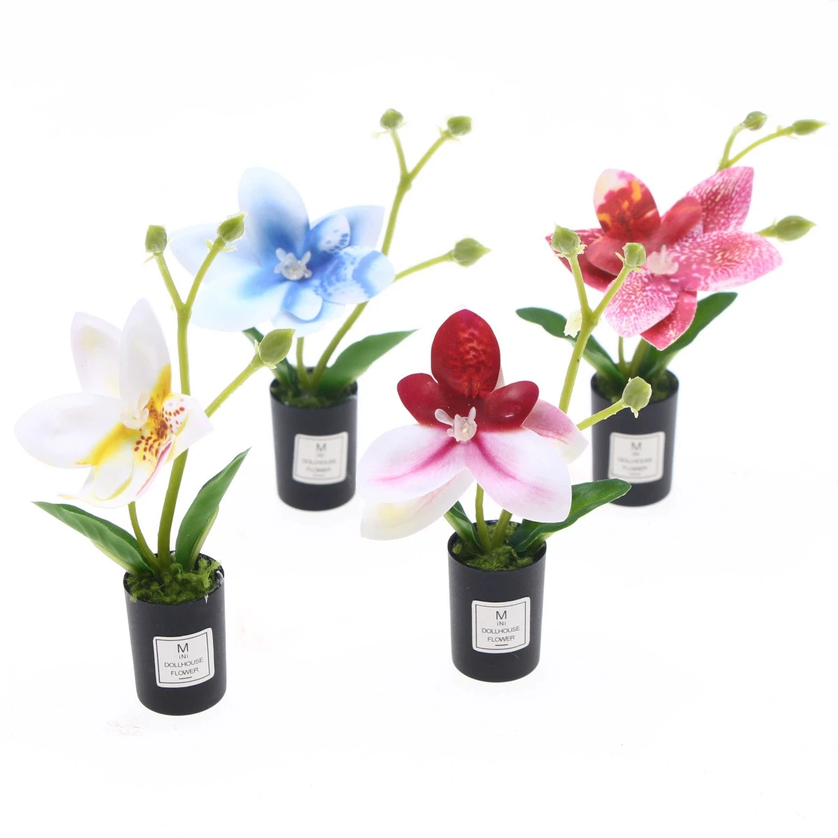

4pcs Mini Artificial Butterfly Orchids Faux Flowers Decor Indoor High Realism Maintenance-Free Everlasting Beauty Office Home