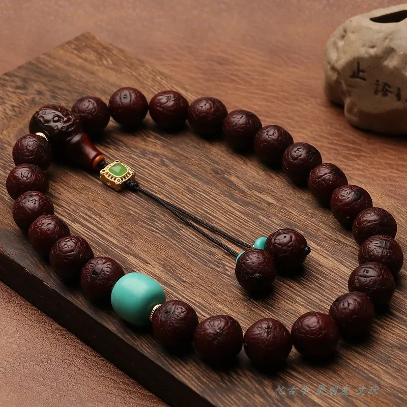 Zhengsong Nepal Chen Jade Eye Bodhi Seed Bracelet Handheld Buddhist Beads Tibetan Silver Agate