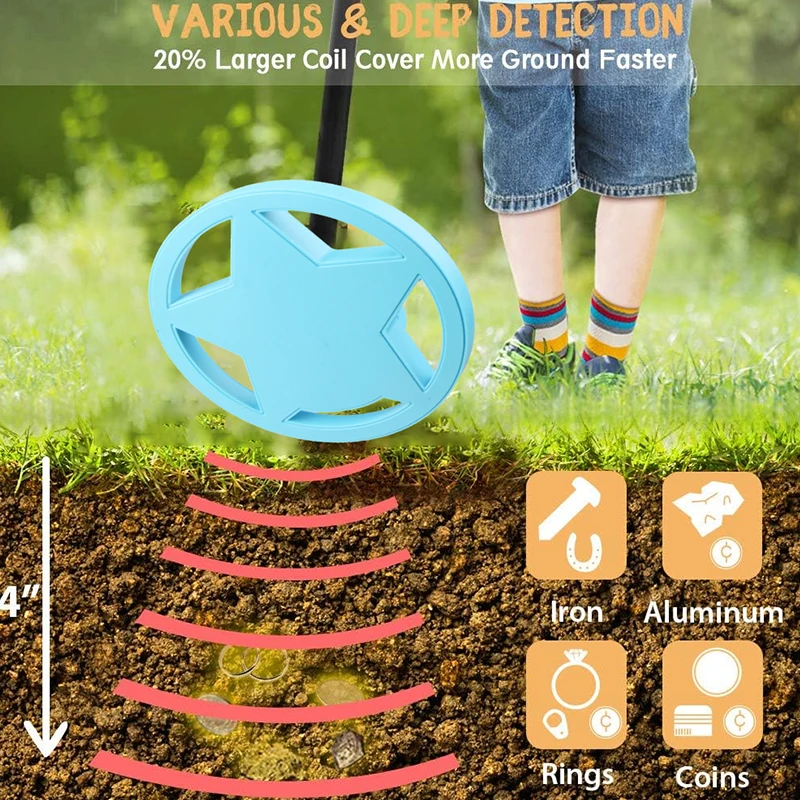 Children's Handheld Metal Detector MD1016 Gold Treasure Finder Gift for Kids under 18 Years Old No Battery Included