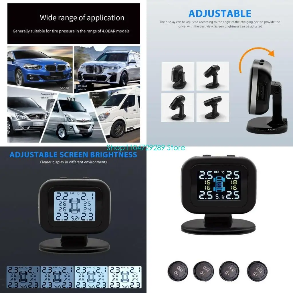 

D8KE Tire Pressure Monitoring System TMPS Colorful Display Alarm Tire Pressure