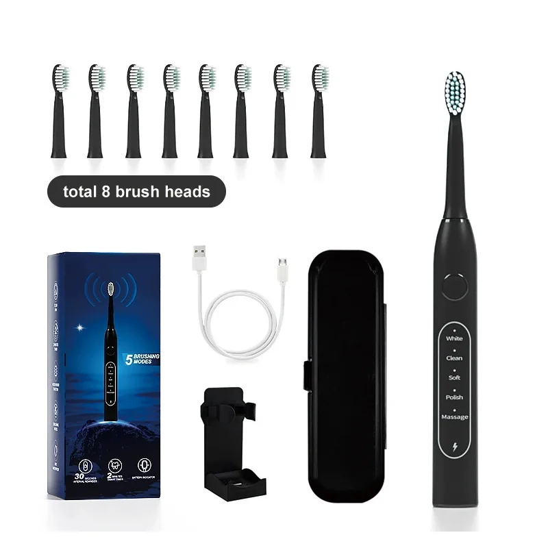Sonic Electric Toothbrush Adult Smart Timing Tooth Brush Fast Type-C Rechargeable Toothbrush Clean With 4/8pcs Replacement Head
