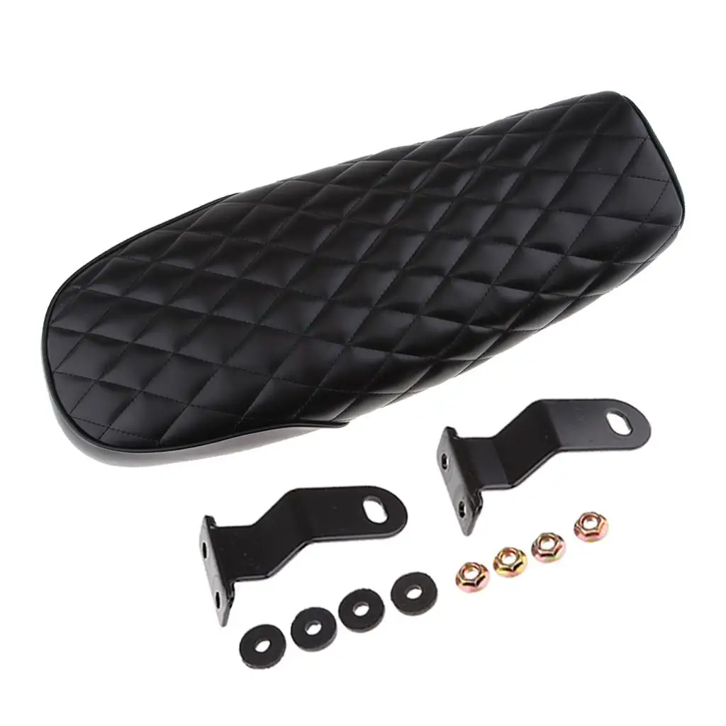 

Universal Flat Motorcycle Seat Saddle Black Rhombus Cushion Soft Leatherette for Cafe Racer or Chopper Customization