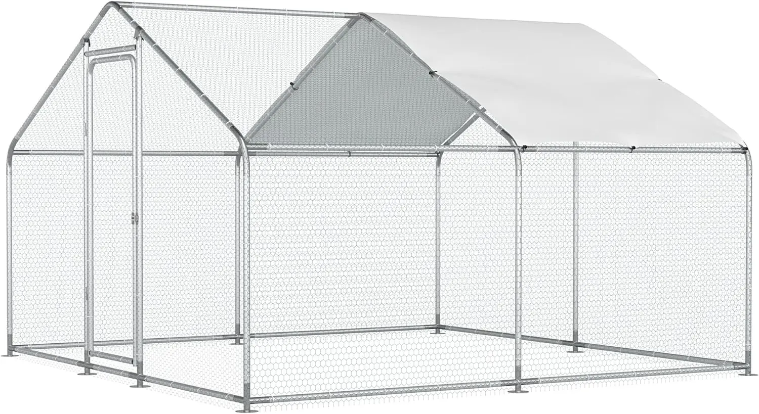 

Chicken Coop Large Metal Run for 20 Chickens Walk in Yard Poultry Cage Hen House with Waterproof Cover (96.8/193.75 Square Feet)