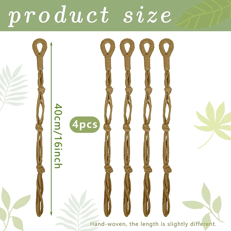 4 pezzi Macrame Beige Plant Hanger Extender Rope Plant Hanging Basket Extender Large Hanging Plant Pot Holders