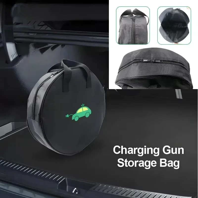 Durable Round Car Charge Cable Storage Bag Waterproof Oxford Cloth Storage Bags Round Car Tools Organizer Accessories view 2