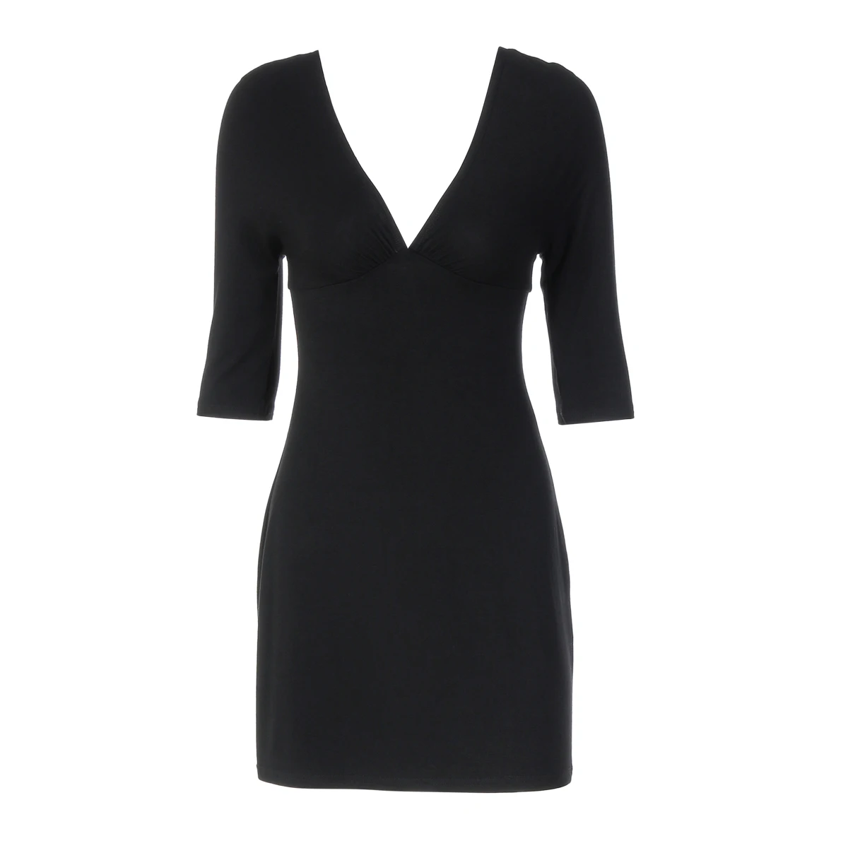Hugcitar Elegantes, einfarbiges, kurzärmliges, rückenfreies, sexy, figurbetontes Minikleid mit V-Ausschnitt für Herbst und Frühling, Damenkleidung, Geburtstagsfeier, Urlaub – Detail 11