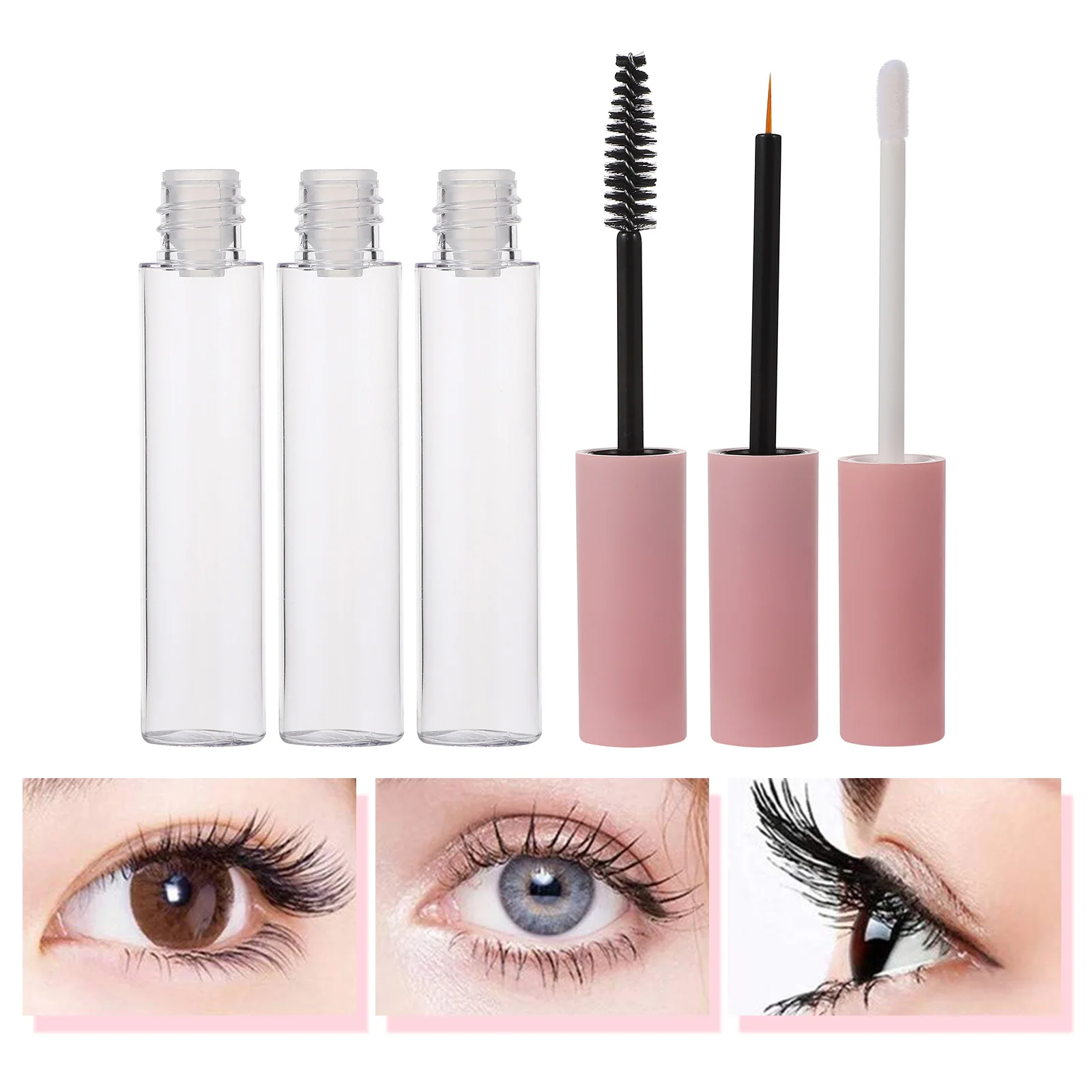 6pcs Empty หลอดสําหรับขนตาปลอมกาว LeakProof พลาสติกมาสคาร่าอายไลเนอร์ลิปกลอสขวดเครื่องมือแต่งหน้า eyelash serum
