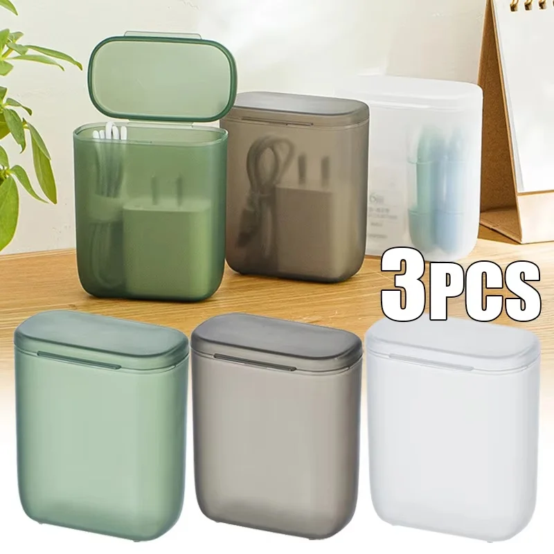 Portable Data Cable Storage Box Desktop Cable Organizer Transparent Dust-proof Phone Charger Cable Wire Container Box For Home