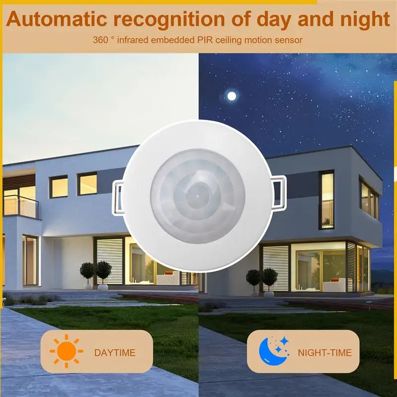 A92P 110V-220V 360° Infrared Recessed PIR Ceiling Motion Sensor Detector Light Switch, Motion Light Sensor