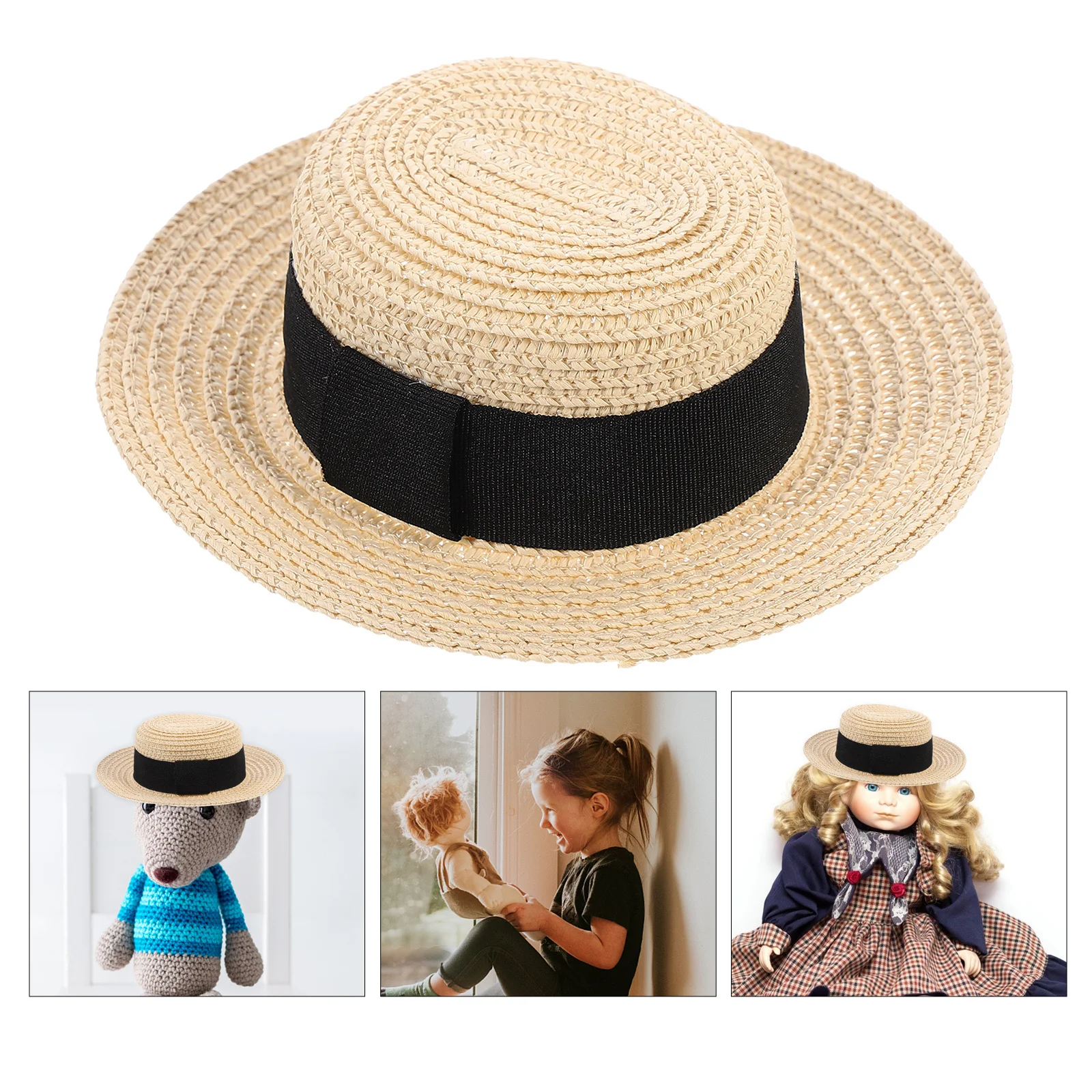 Miniature Handcrafted Straw Hat for Unique Flat Top Decor Fine Workmanship Ideal for DIY Craft Projects and Fashion