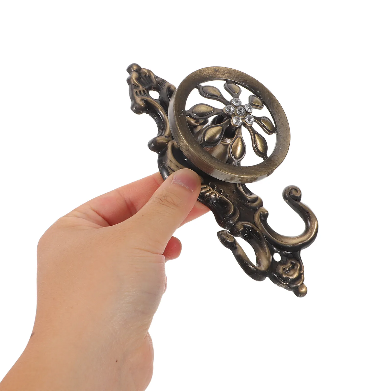 1Pair Vintage Sunflower Pattern Window Curtain Hooks Zinc Alloy Decorative Curtain Tiebacks Hook Wall Mounted Drapery Holder