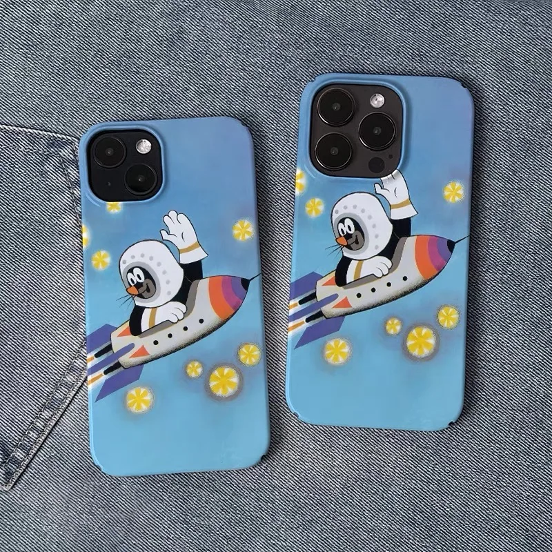 Spaceship Mole Cute Cartoon Phone Case for IPhone 16 15 14 13 Pro Max 12 11 Pro 13 MINI Back Cover X XS XR 8 PLUS SE 2020 Funda