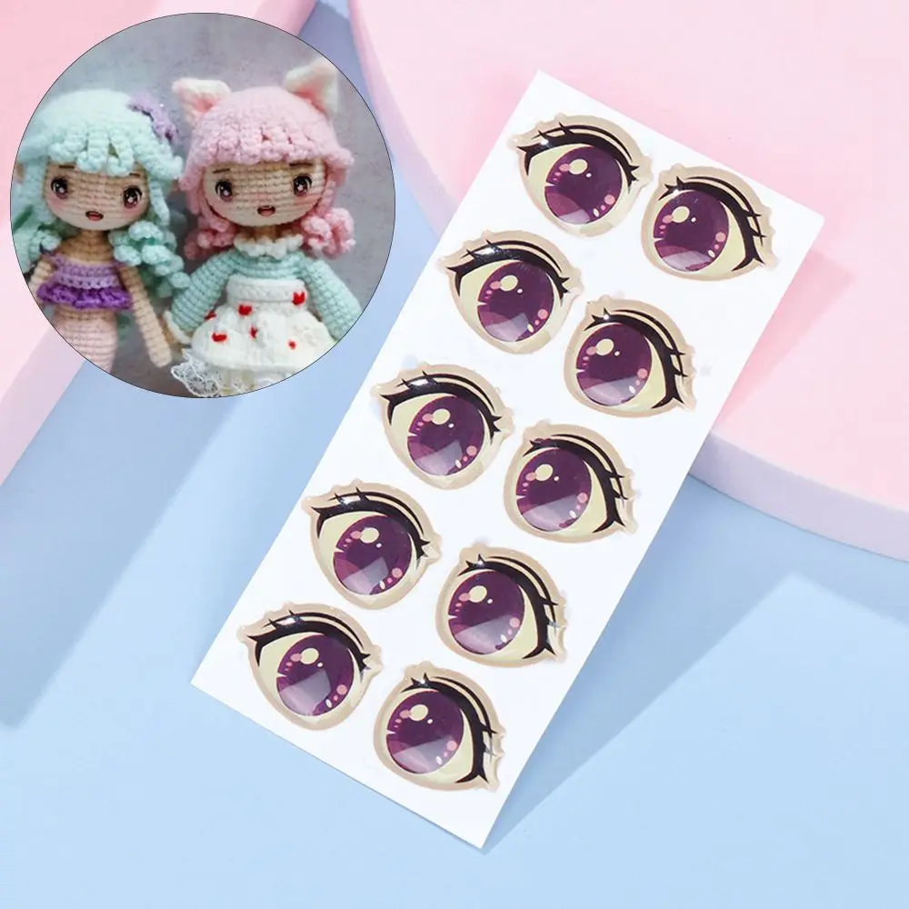 10 Paare Multi Styles Augen Aufkleber Tropfenform Cartoon Gesicht Orgel Paster Aufkleber DIY Glas Eye Chips Papier puppe Zubehör