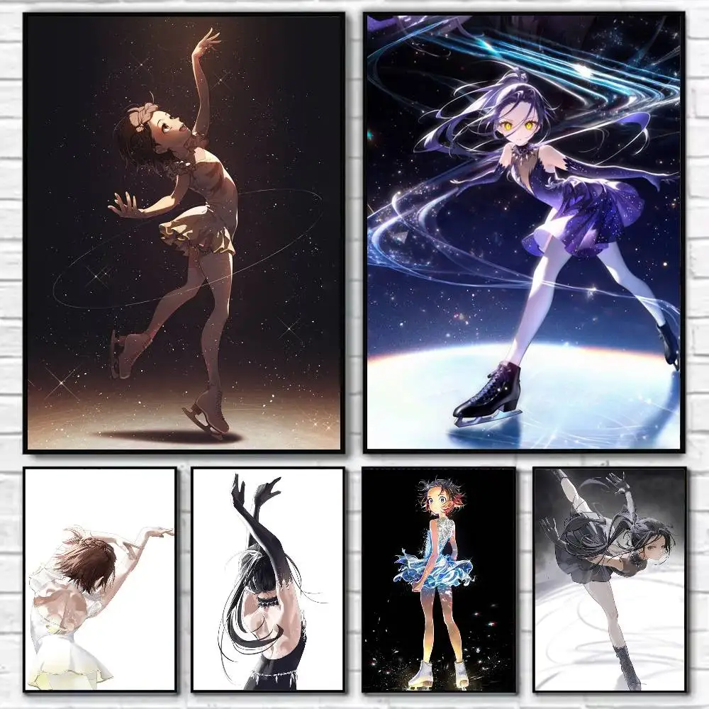 

Flower Skating Anime Poster Self-adhesive Art Waterproof Paper Sticker Coffee House Bar Room Wall Decor