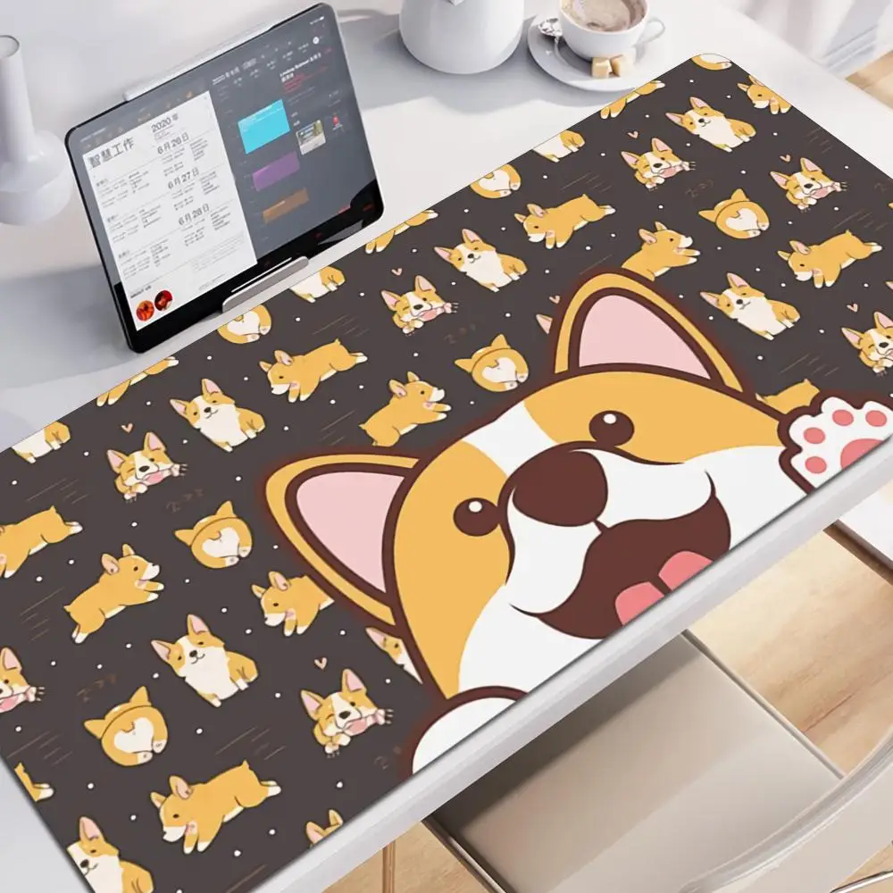 

Anime Corgi Dog Mouse Pad Laptop Yellow Extended Desk Mat XXL Kawaii Cat Dog Paw Keyboard Rug Laptop Gamer Cabinet Soft Mousepad