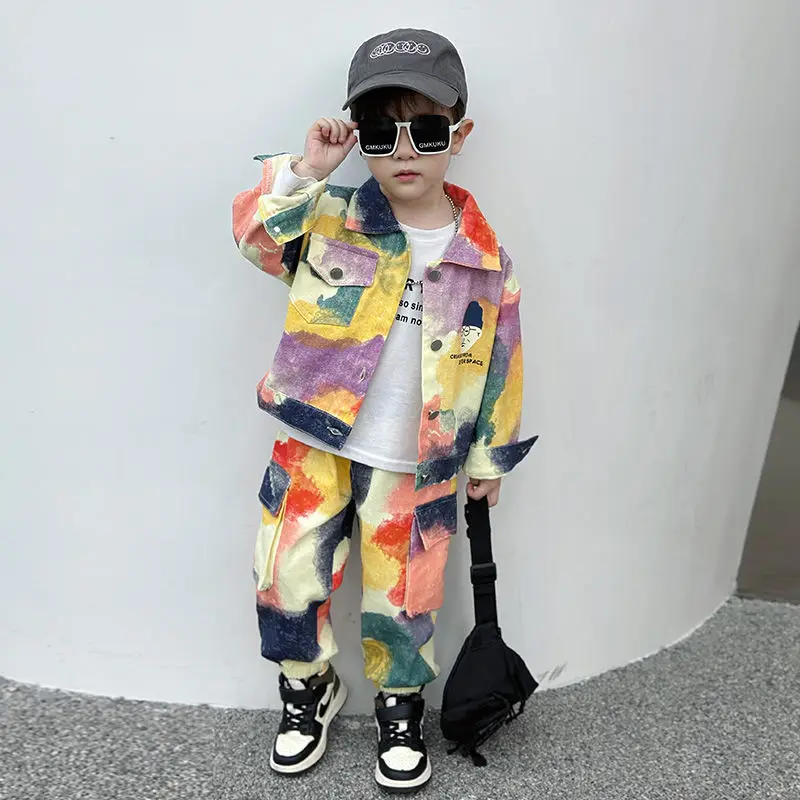 Boys' Spring Fashion Denim Set 2024 New Children's Little Boys Spring and Autumn Season Pippy, Handsome, Fashionable, Trendy and