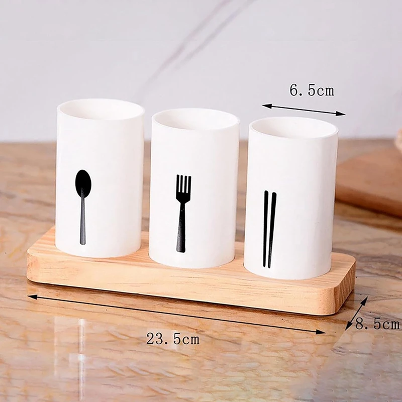 Utensil Holder For Kitchen Counter With Wooden Base Large Round Cooking Utensil Holder Durable Easy Install Easy To Use