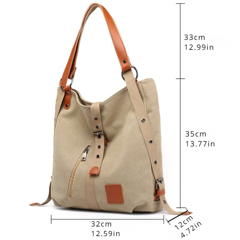 Fashion Canvas Shoulder Bag Women\'s Large Capacity Backpack New Multi functional Crossbody Bag Outdoor Leisure Portable Bag