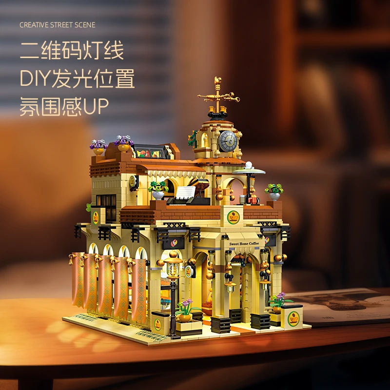 IN magazzino 89120 MOC City Street View Cafe Building Blocks Model House Bricks giocattoli fai da te per ragazzi Set regalo di natale