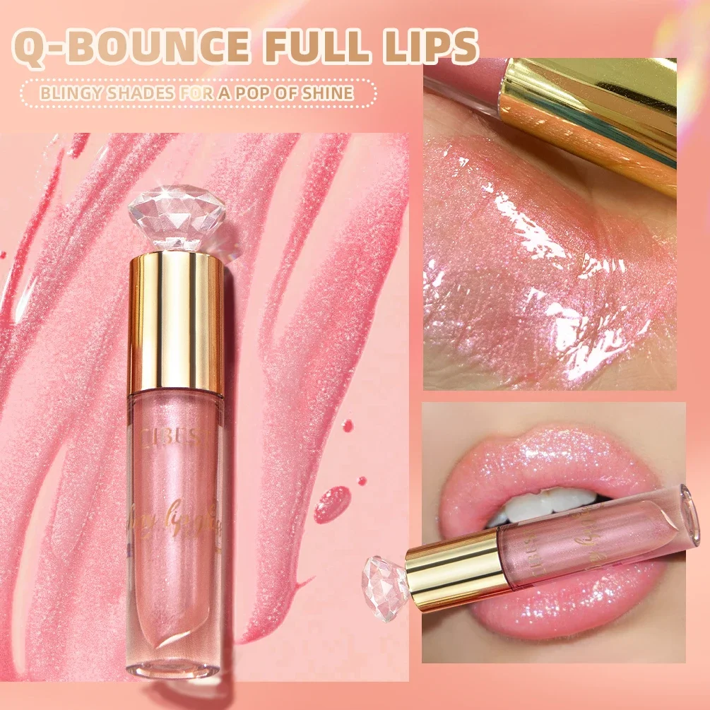 QIBEST 5 Colors Glitter Lip Gloss Long Lasting Diamond Pearlescent Metallic Liquid Lipstick Moisturizing Lip Glaze Cosmetics