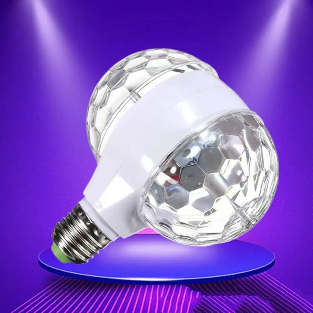 6W AC85-265V E27 LED Bulb Dual Head Auto Rotating Disco Lights Creative Portable Crystal Strobe RGB Lamp Birthday