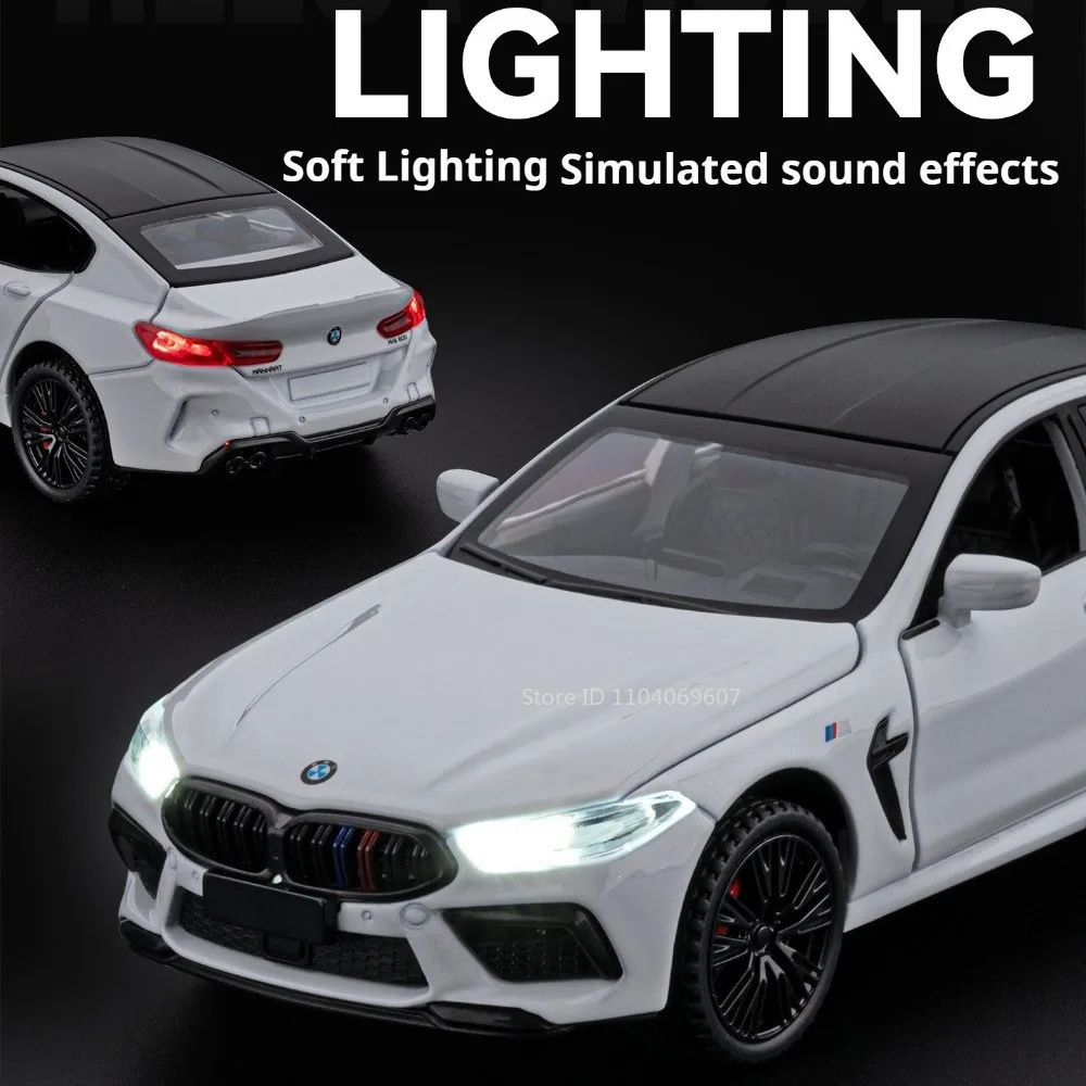 1:32 M8 X3M Model Toy Simulation Cars Alloy Diecast Doors Opened Pull Back Sound Light Exquisite Interior for Kids Edutainment