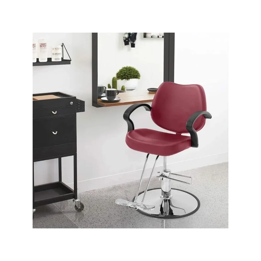 

Barber Chairs, Heavy Duty Hydraulic Pump , Beauty Shampoo Barbering Burgundy Chair Salon Chair For Hair Stylist