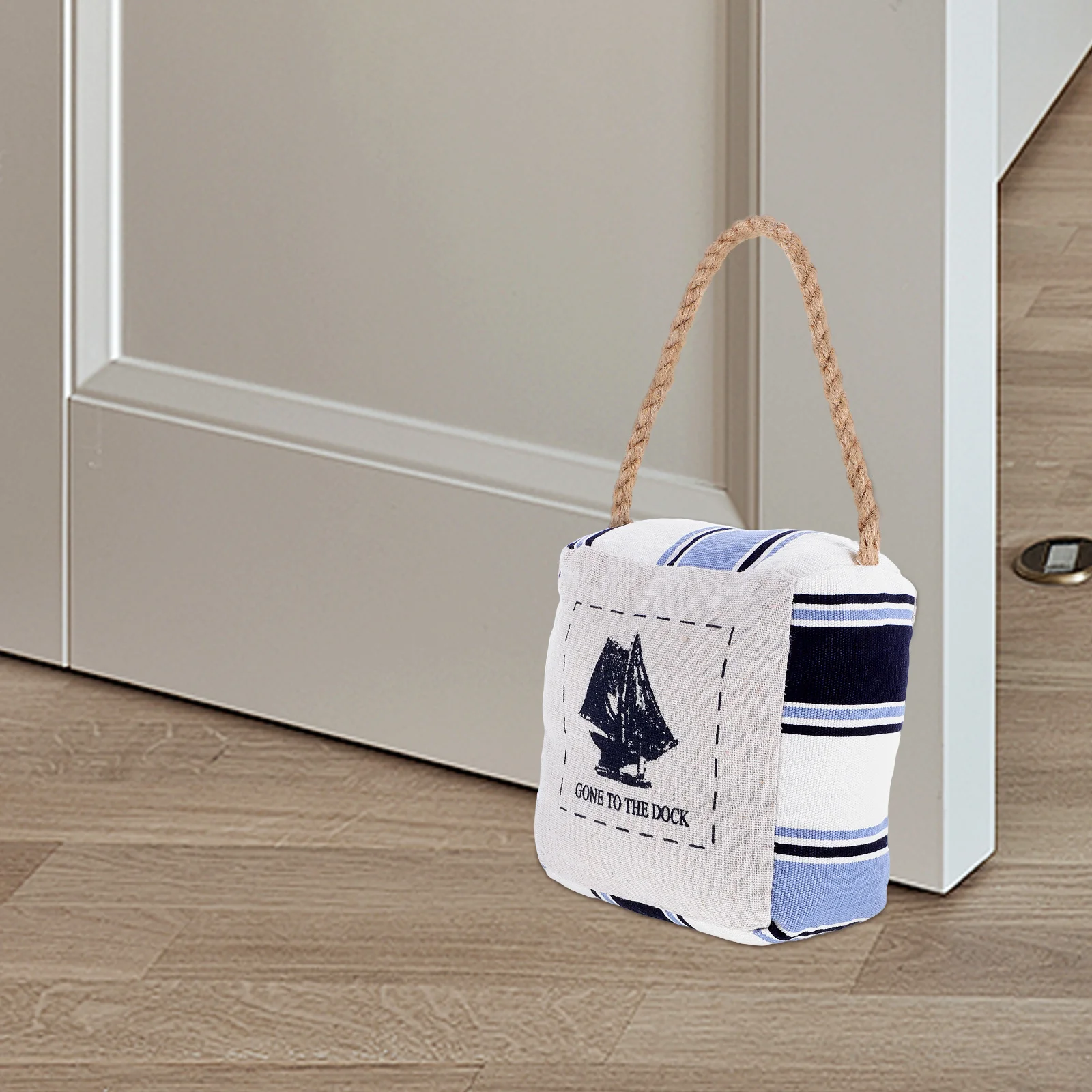 Mediterranean Style Fabric Door Stopper Heavy Duty Decorative Doorstop for Indoor Bedroom Bathroom Kids Room Floor Protector