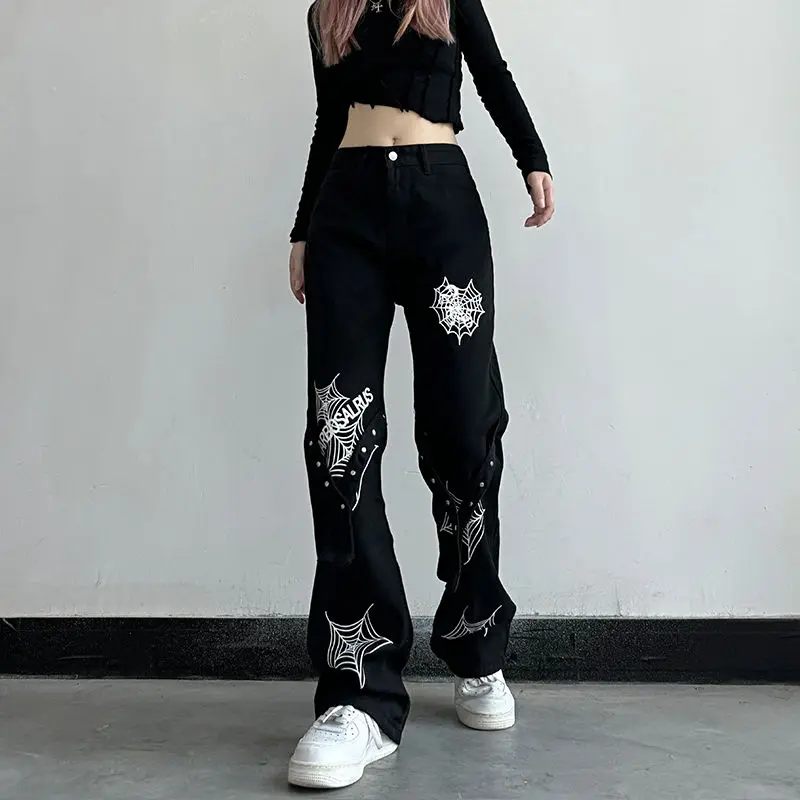 Spring and Autumn New Micro Flared Jeans with High Waist and Slimming Trend Loose Fitting Straight Leg Wide Leg Casual Pants